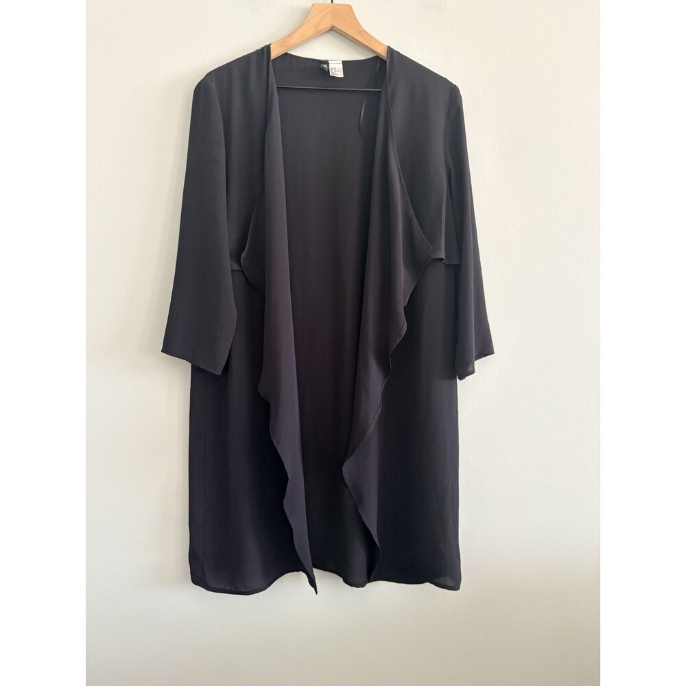 H&M Divided Black Duster Open Waterfall Front Cardigan Women's Size 10